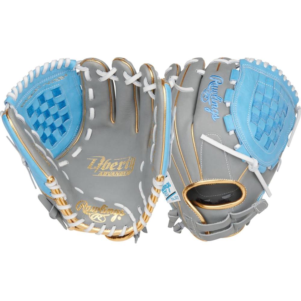 imageRawlings Liberty Advanced Color Series Fastpitch Softball Glove Sizes 1175 13 Multiple StylesGrey Columbia Blue Gold Basket Web