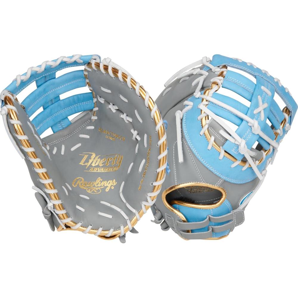 imageRawlings Liberty Advanced Color Series Fastpitch Softball Glove Sizes 1175 13 Multiple StylesGrey Columbia Blue Gold Single Post DoubleBar Web
