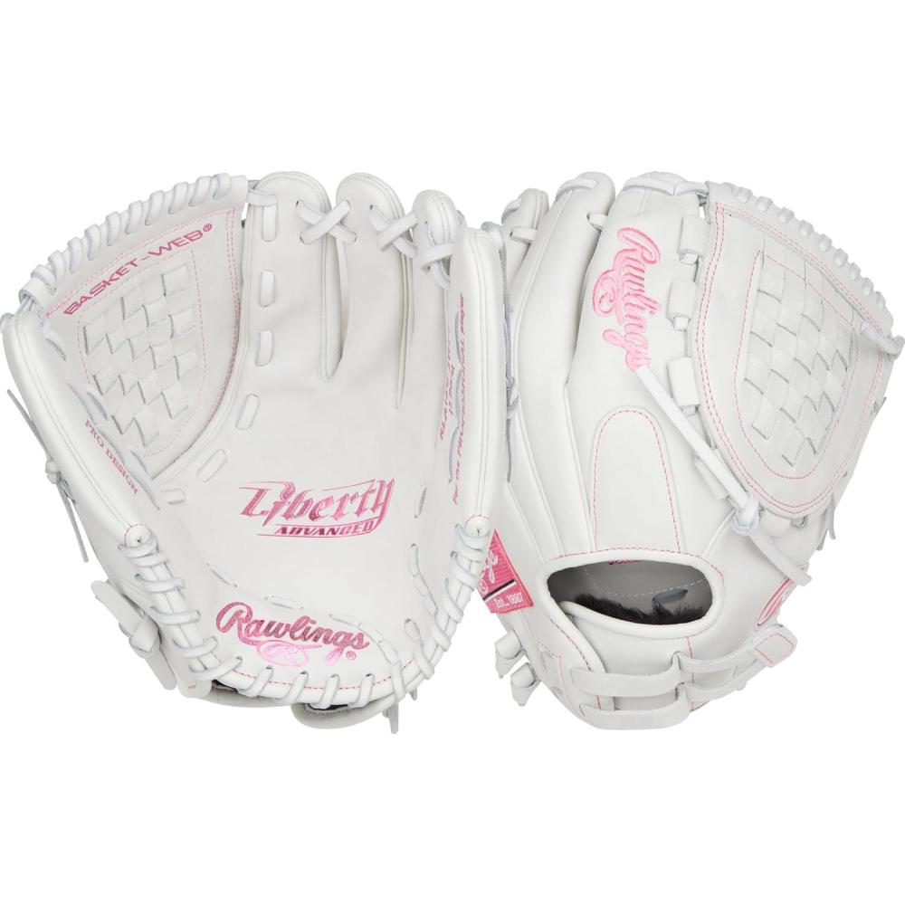 imageRawlings  Liberty Advanced Color Series Fastpitch Softball Glove  Sizes 1175  13  Multiple StylesWhite  Pink  Basket Web