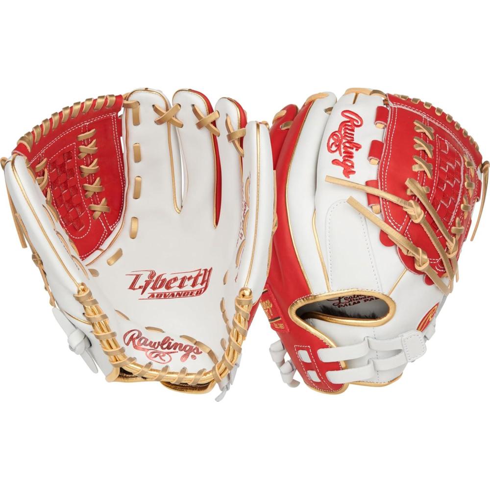 imageRawlings  Liberty Advanced Color Series Fastpitch Softball Glove  Sizes 1175  13  Multiple StylesWhite  Scarlet  Gold  XLaced Basket Web
