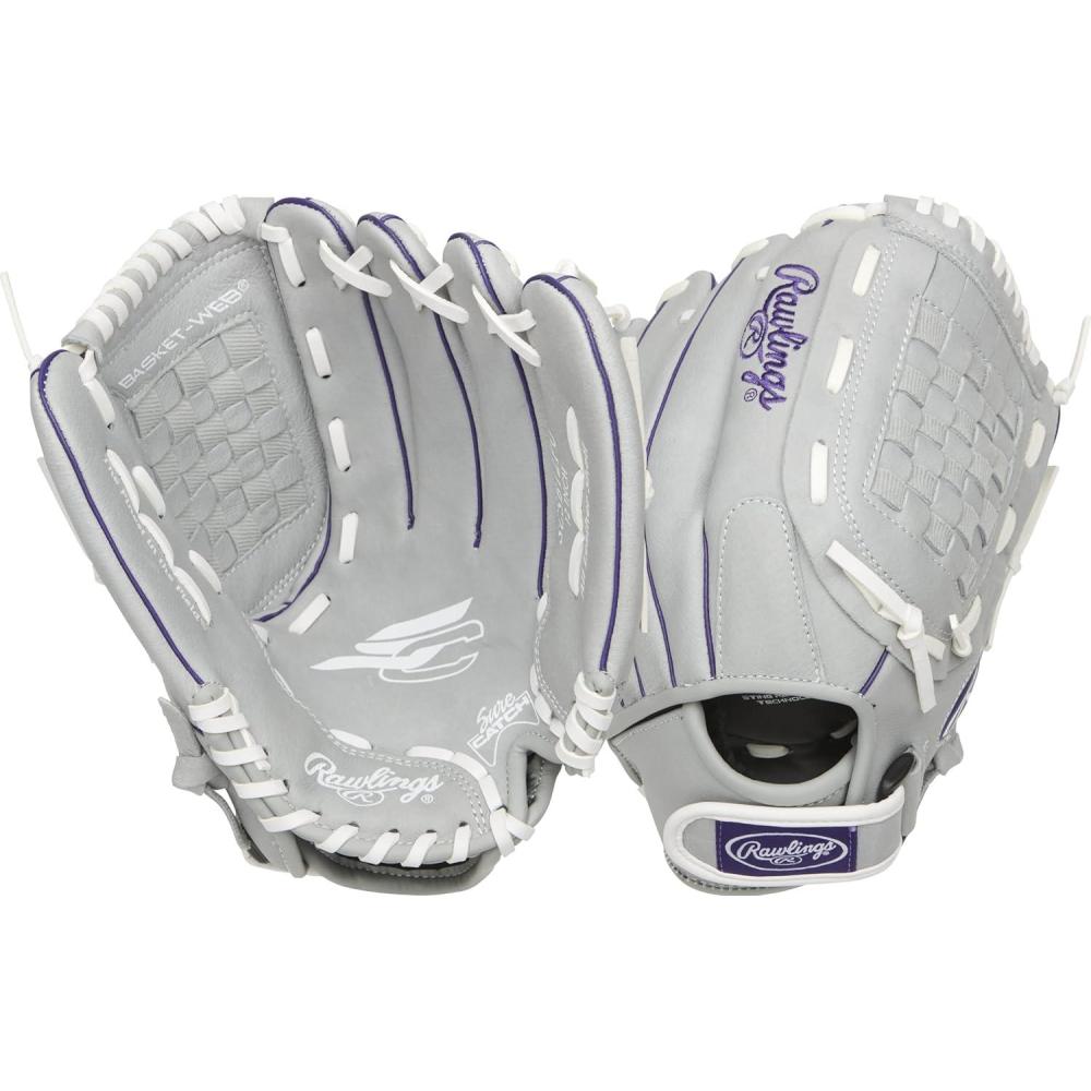 imageRawlings  Sure Catch Series Youth Softball Glove  Sizes 10  125  Multiple StylesGreyPurple