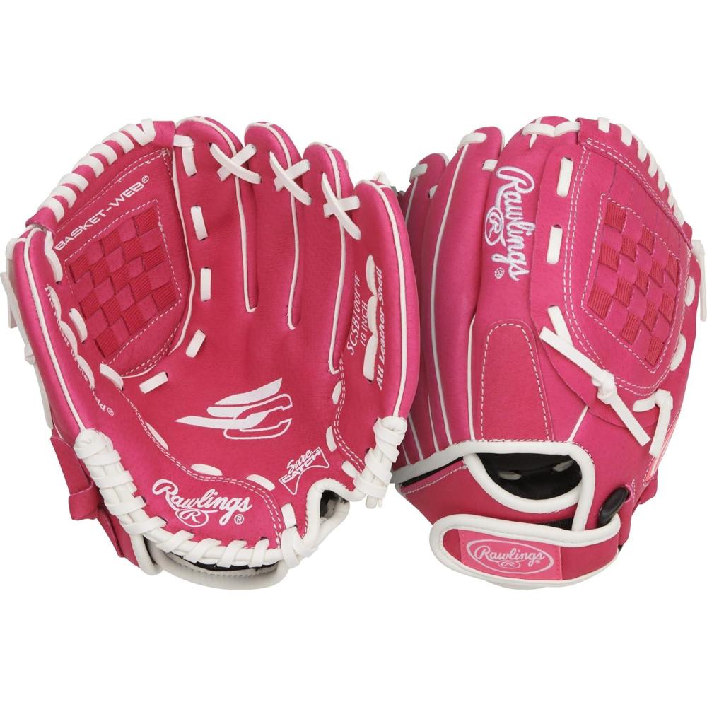 imageRawlings  Sure Catch Series Youth Softball Glove  Sizes 10  125  Multiple StylesPink  White