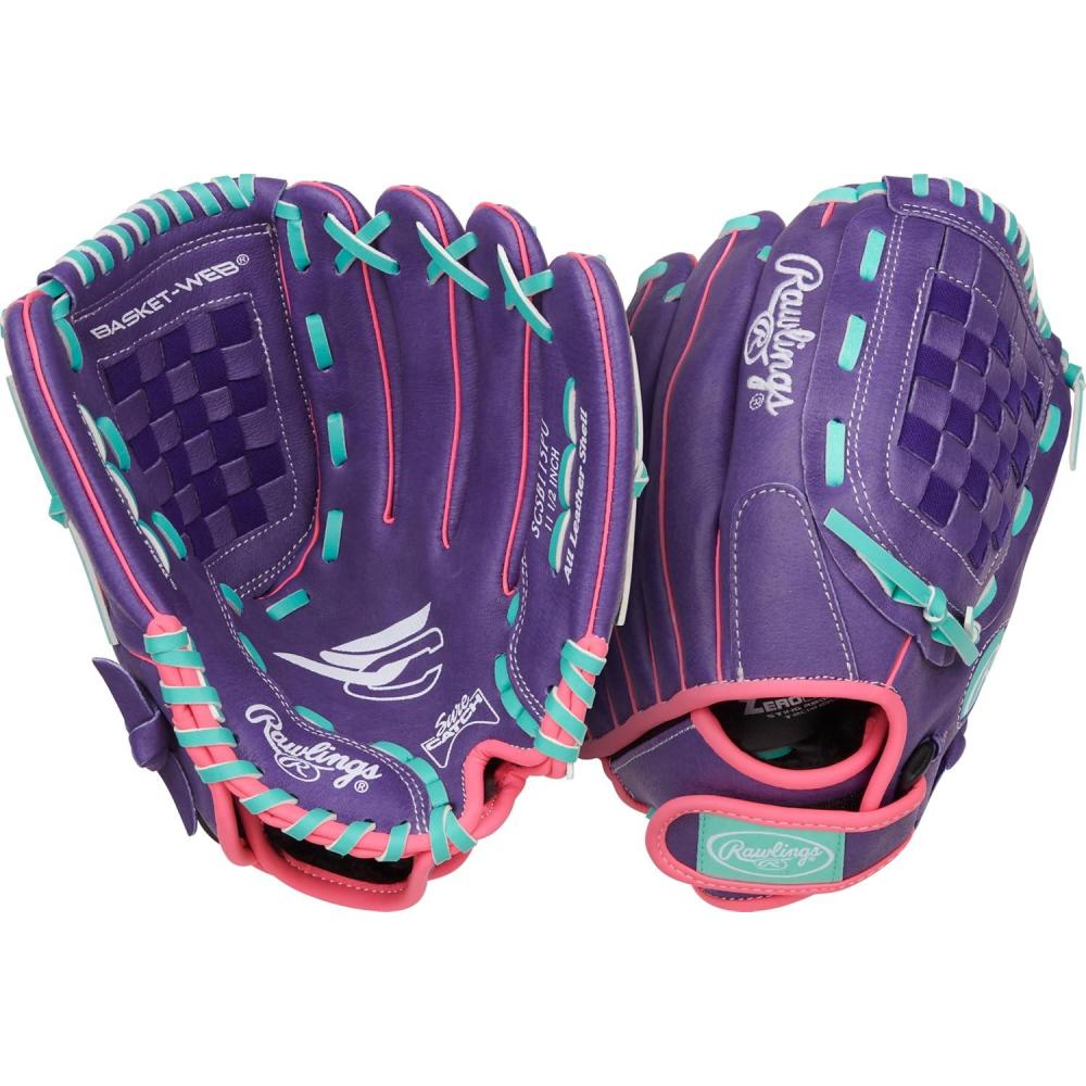 imageRawlings  Sure Catch Series Youth Softball Glove  Sizes 10  125  Multiple StylesPurple  Pink  Mint