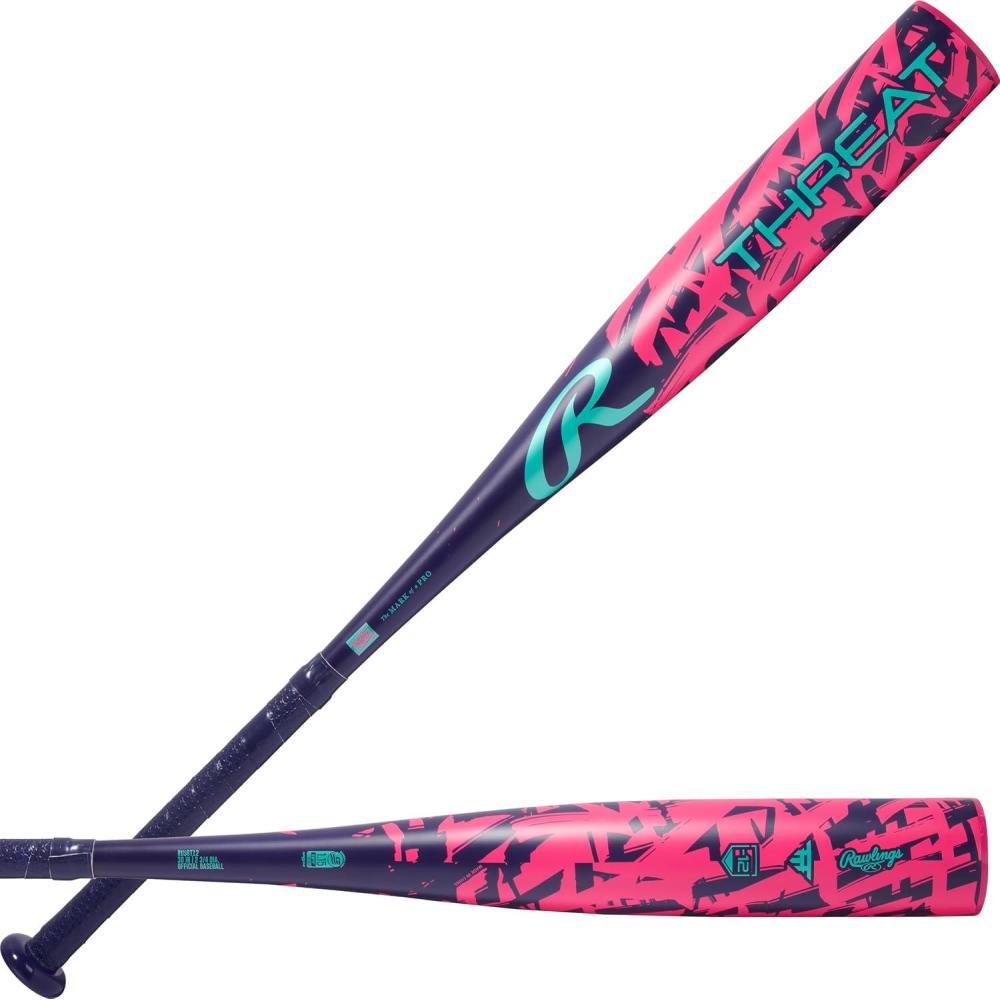 imageRawlings  Threat Baseball Bat  USSSA  12 Drop  2 34 Barrel  1 Pc CompositeNavy  Pink