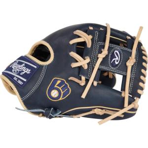 Rawlings | Heart of The Hide MLB Team Logo Baseball Glove | All MLB Team Options Available(Milwaukee Brewers – 11.5″ – Pro I-Web)