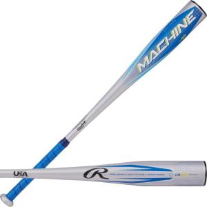 Rawlings | Machine Baseball Bat | USA | -10 Drop | 2 5/8″ Barrel | 1 Pc. Alloy(Grey / Blue)