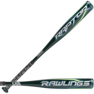 Rawlings | Raptor Youth Baseball Bat | USA | -10 Drop | 2 1/4″ Barrel | 1 Pc. Aluminum(Dark Green)