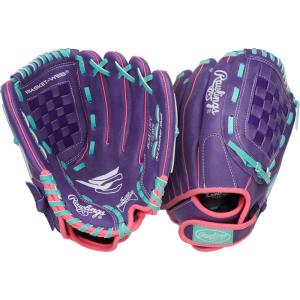 Rawlings | Sure Catch Series Youth Softball Glove | Sizes 10″ – 12.5″ | Multiple Styles(Purple / Pink / Mint)