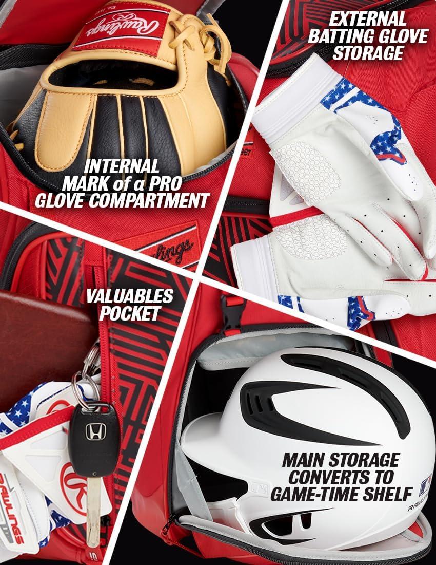 imageRawlings CHAOS Backpack Bag Series TBall amp Youth Baseball amp Fastpitch Softball Multiple ColorsOptic Yellow