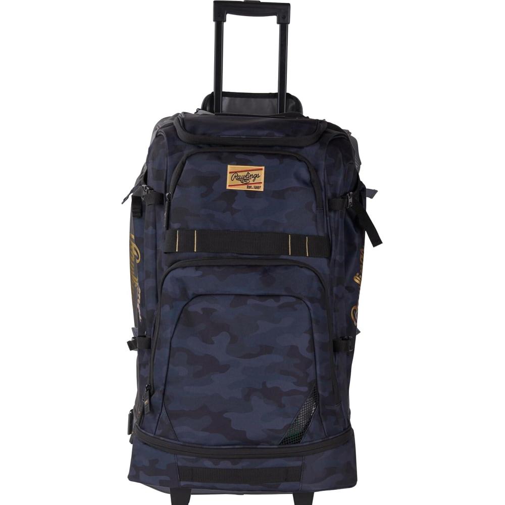 imageRawlings GOLD COLLECTION Wheeled Equipment Bag BaseballSoftball Multiple StylesBlack Camo