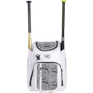 Rawlings | CHAOS Backpack Bag Series | T-Ball & Youth | Baseball & Fastpitch Softball | Multiple Colors(White)