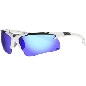Rawlings Home Run Stroll Blade Sport Sunglasses for Men, Shiny White/Blue Mirror, 74mm