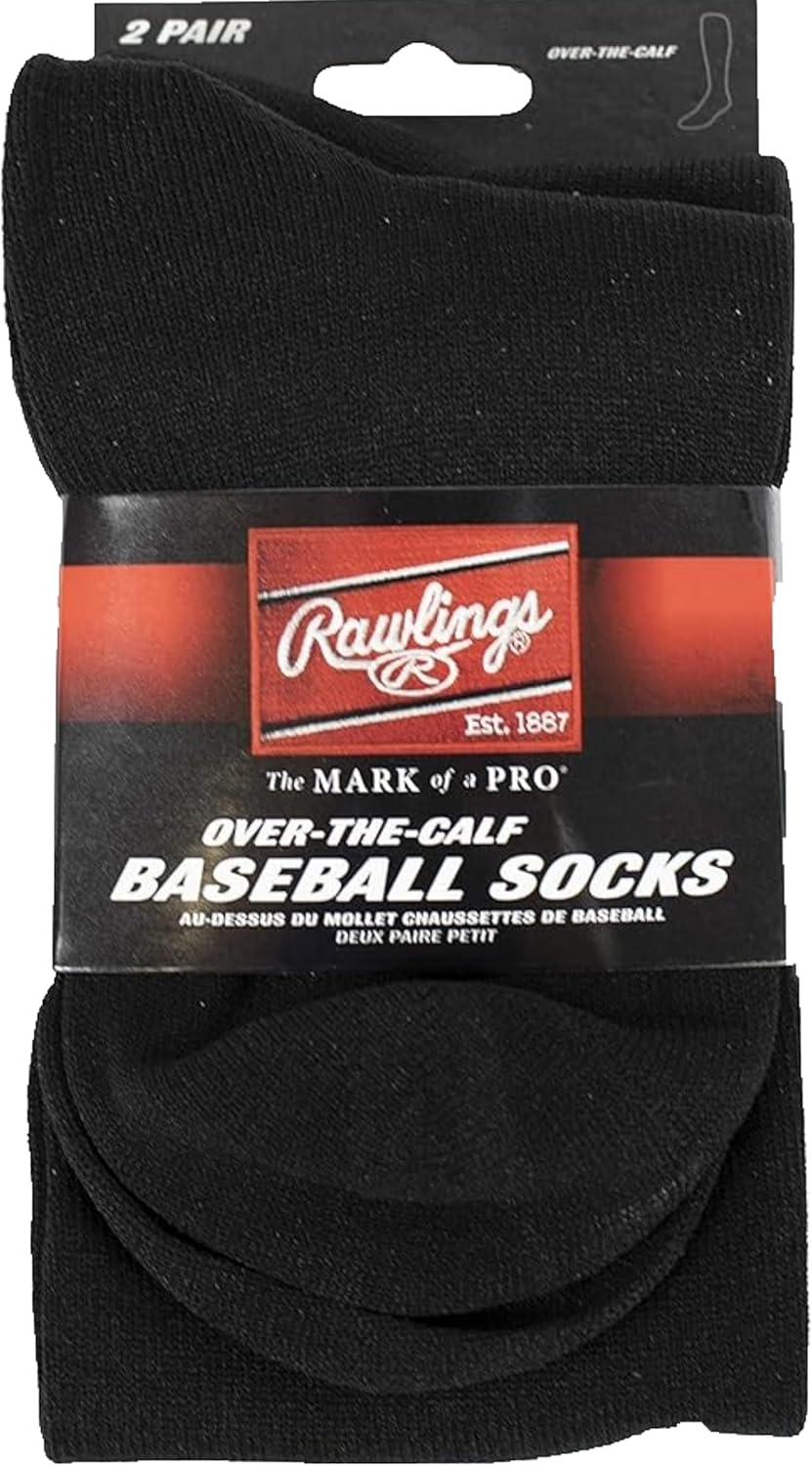 imageRawlings  2 Pair  Athletic Socks  BaseballSoftball  Multiple SizesColorsBlack