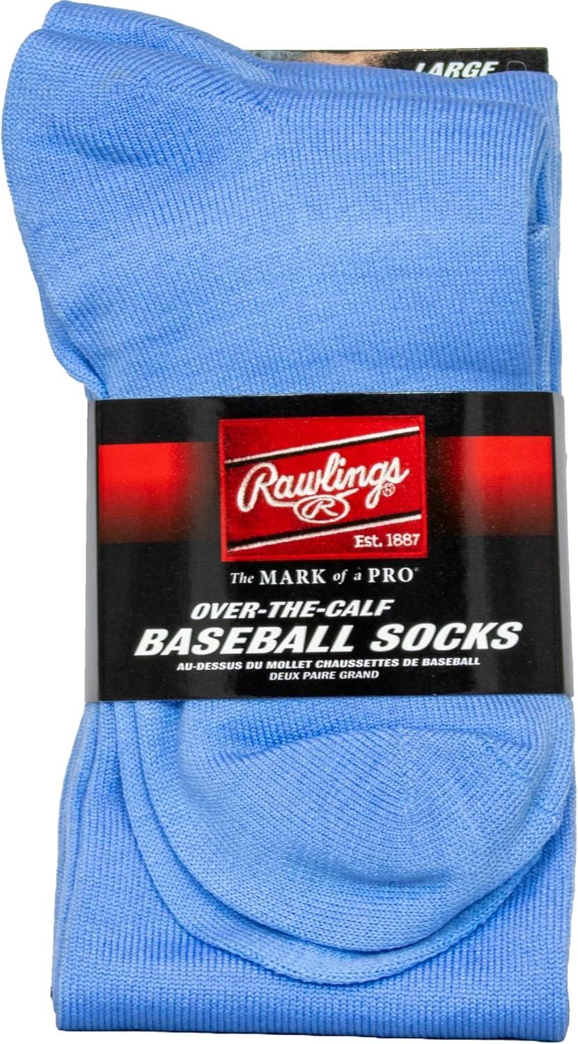 imageRawlings  2 Pair  Athletic Socks  BaseballSoftball  Multiple SizesColorsColumbia Blue