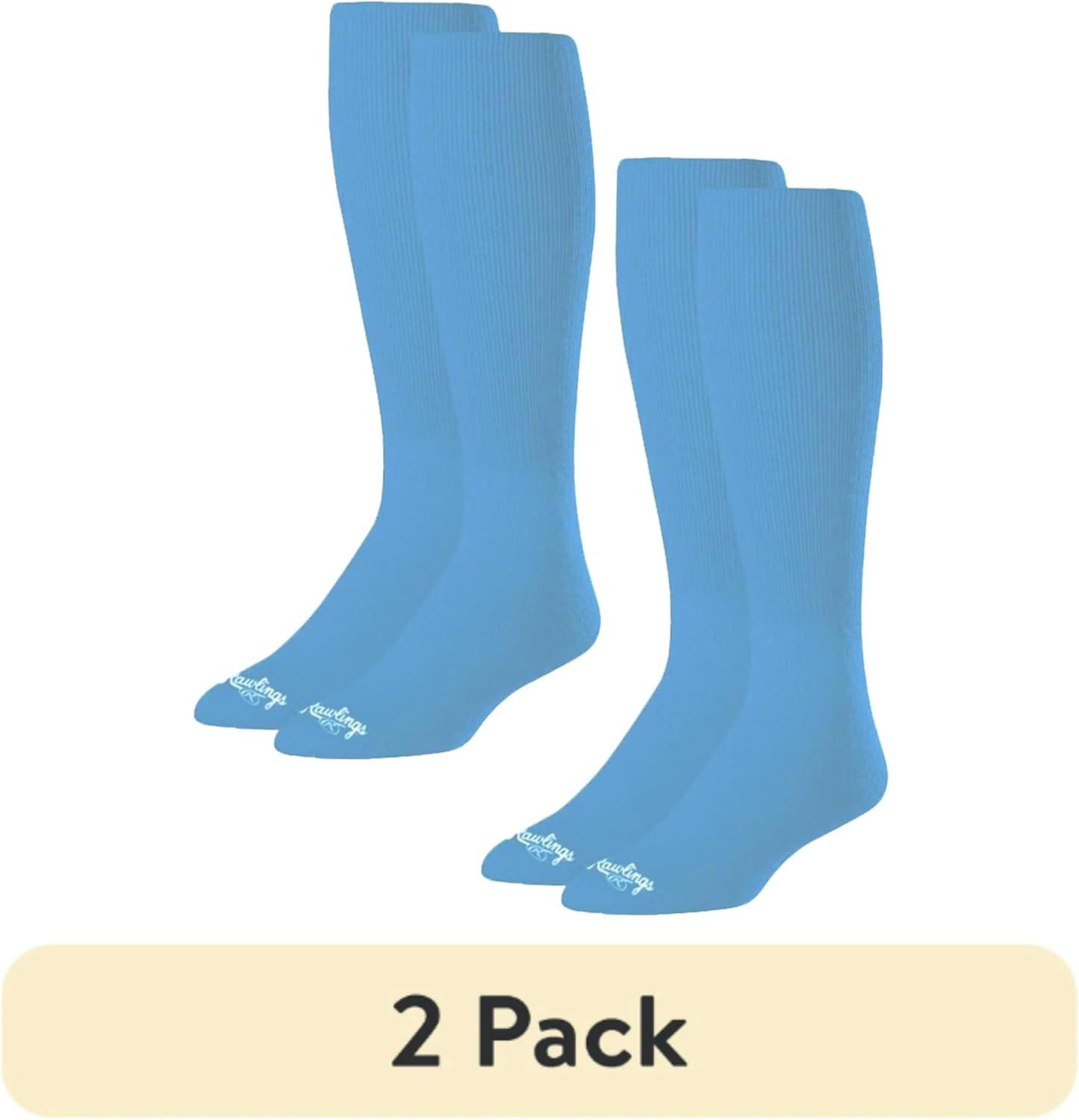 imageRawlings  2 Pair  Athletic Socks  BaseballSoftball  Multiple SizesColorsColumbia Blue