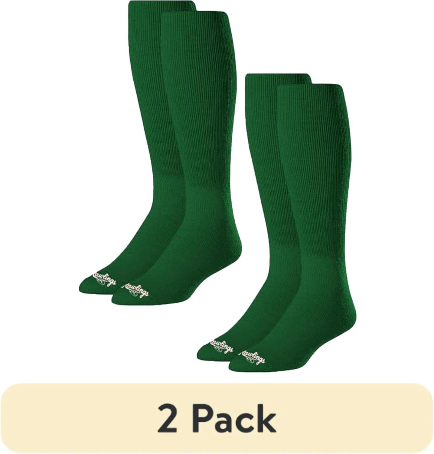 imageRawlings  2 Pair  Athletic Socks  BaseballSoftball  Multiple SizesColorsDark Green