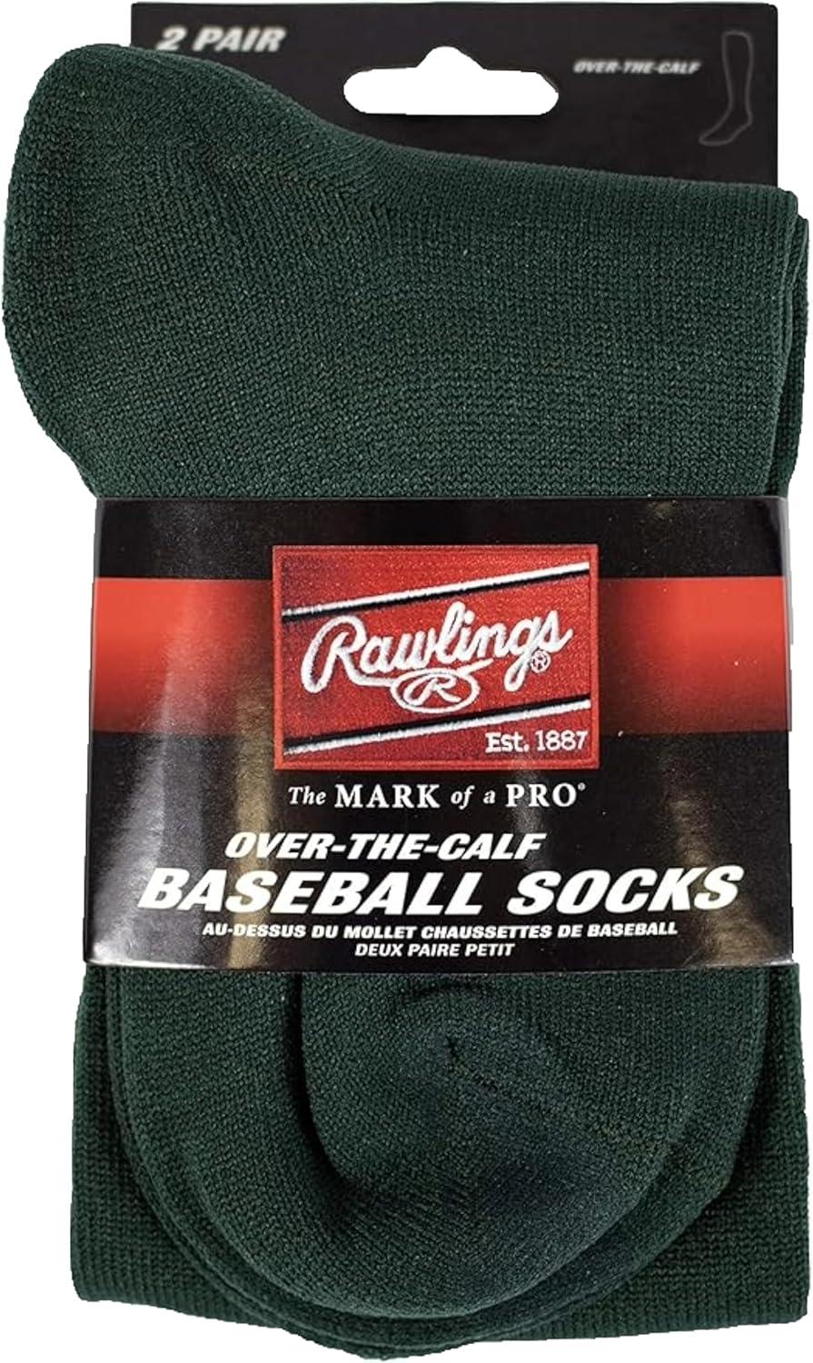 imageRawlings  2 Pair  Athletic Socks  BaseballSoftball  Multiple SizesColorsDark Green