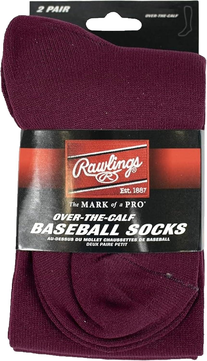 imageRawlings  2 Pair  Athletic Socks  BaseballSoftball  Multiple SizesColorsMaroon
