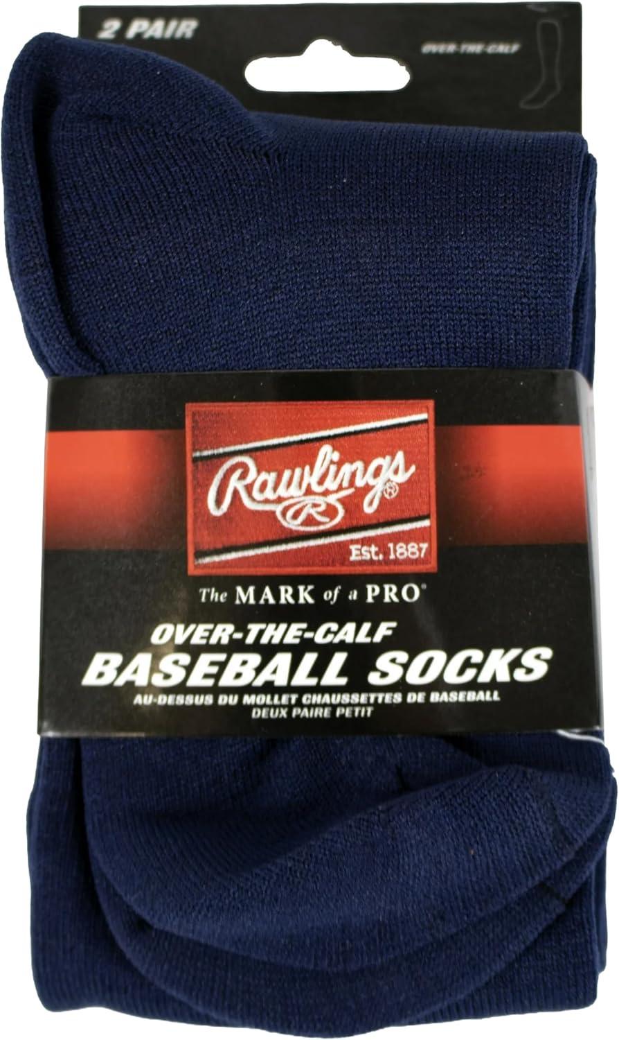 imageRawlings  2 Pair  Athletic Socks  BaseballSoftball  Multiple SizesColorsNavy
