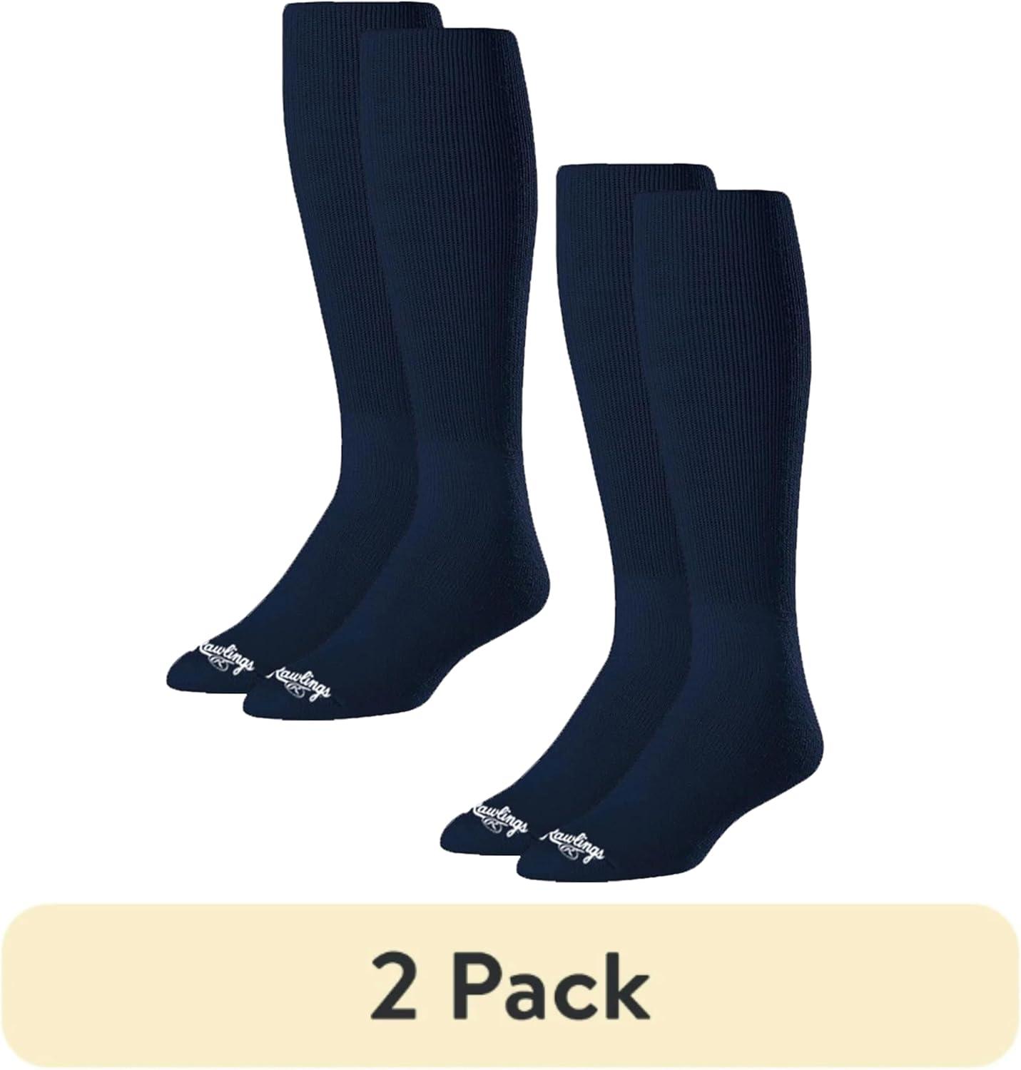 imageRawlings  2 Pair  Athletic Socks  BaseballSoftball  Multiple SizesColorsNavy