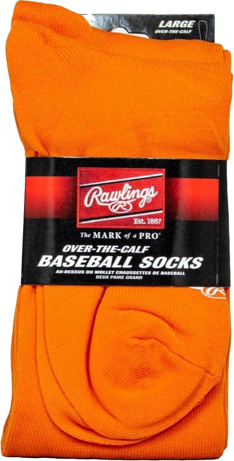 imageRawlings  2 Pair  Athletic Socks  BaseballSoftball  Multiple SizesColorsOrange