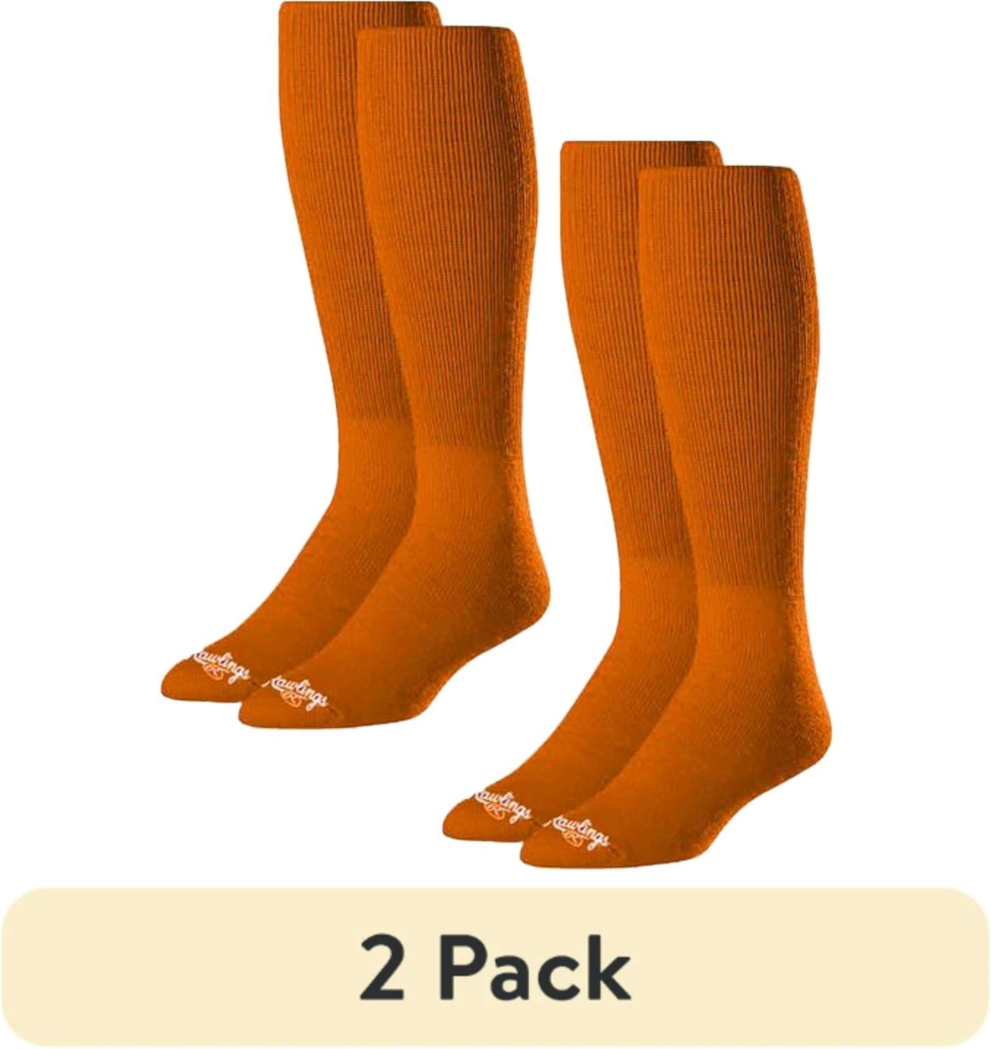 imageRawlings  2 Pair  Athletic Socks  BaseballSoftball  Multiple SizesColorsOrange