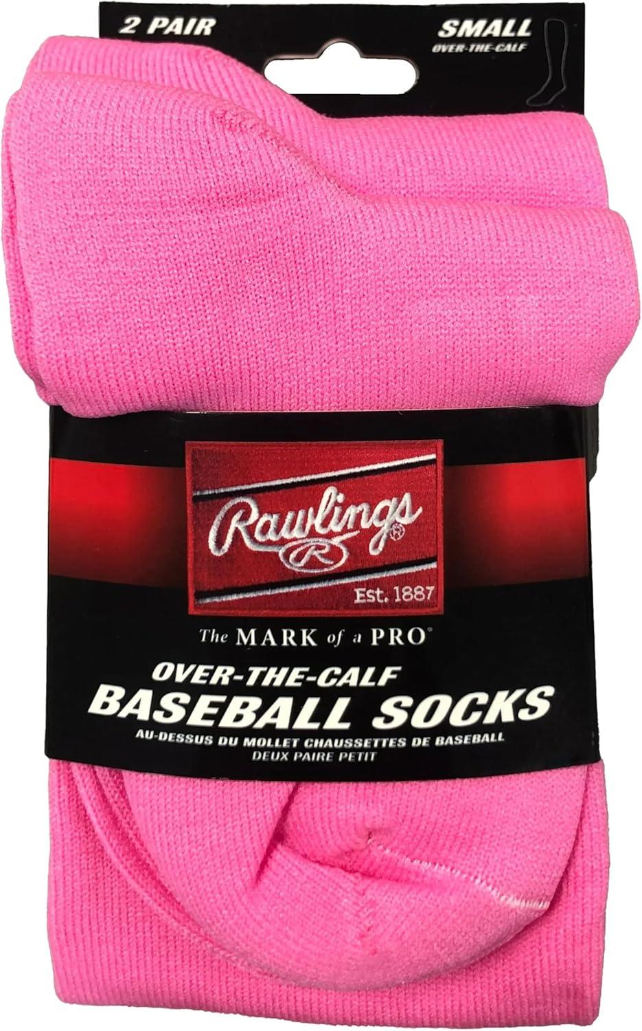 imageRawlings  2 Pair  Athletic Socks  BaseballSoftball  Multiple SizesColorsPink