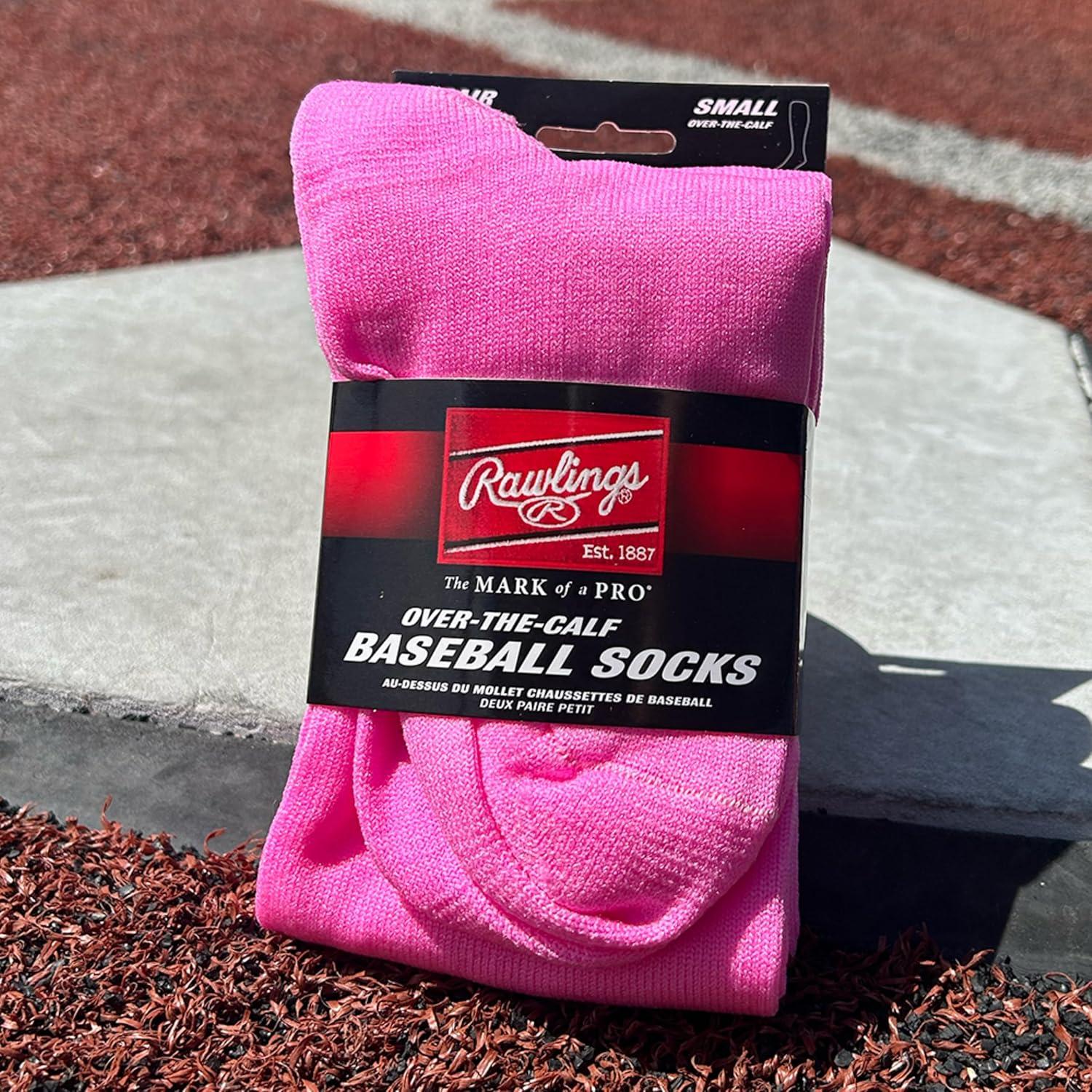 imageRawlings  2 Pair  Athletic Socks  BaseballSoftball  Multiple SizesColorsPink