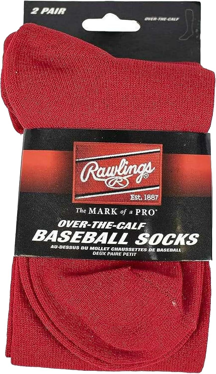 imageRawlings  2 Pair  Athletic Socks  BaseballSoftball  Multiple SizesColorsScarlet