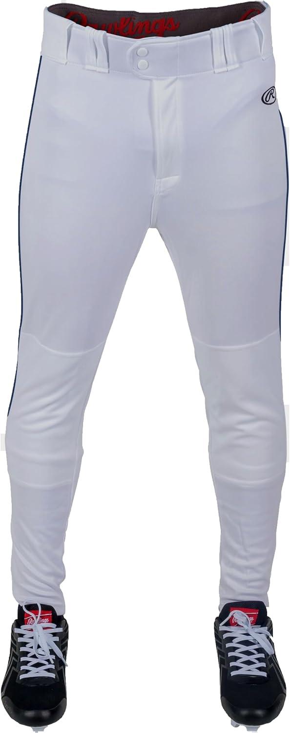 imageRawlings  Mens Launch Series Baseball Pants  Pro Taper Fit  Adult Sizes  Piped  Multiple ColorsWhite  Navy
