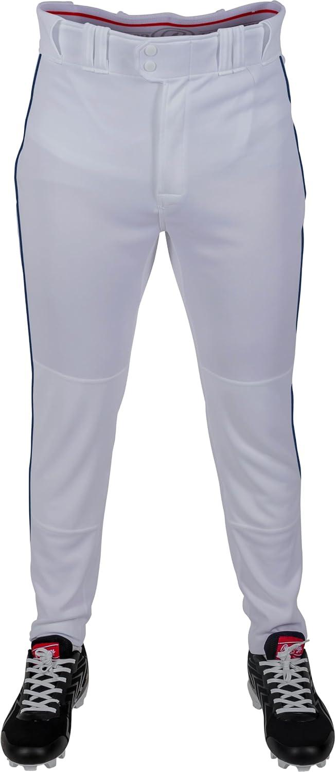 imageRawlings Mens Pro 150 Series Baseball Pants Pro Taper Fit Adult Sizes Piped Multiple ColorsWhite Navy