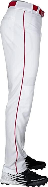 imageRawlings  PRO 150 Series Baseball Pants  Full Length SemiRelaxed Fit  Youth Sizes  Piped  Multiple ColorsWhite  Red