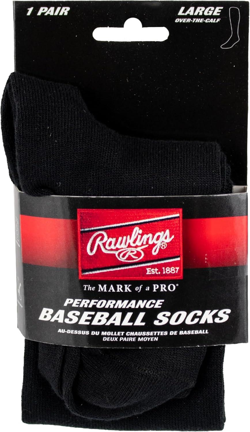 imageRawlings  Performance Baseball Socks  1 Pair  Multiple Sizes amp ColorsBlack