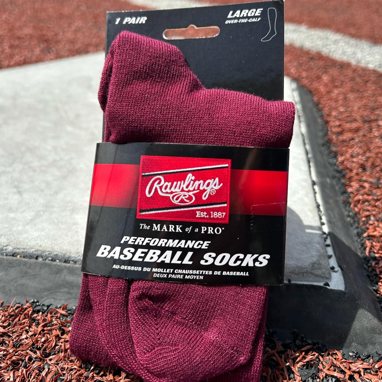 imageRawlings  Performance Baseball Socks  1 Pair  Multiple Sizes amp ColorsMaroon