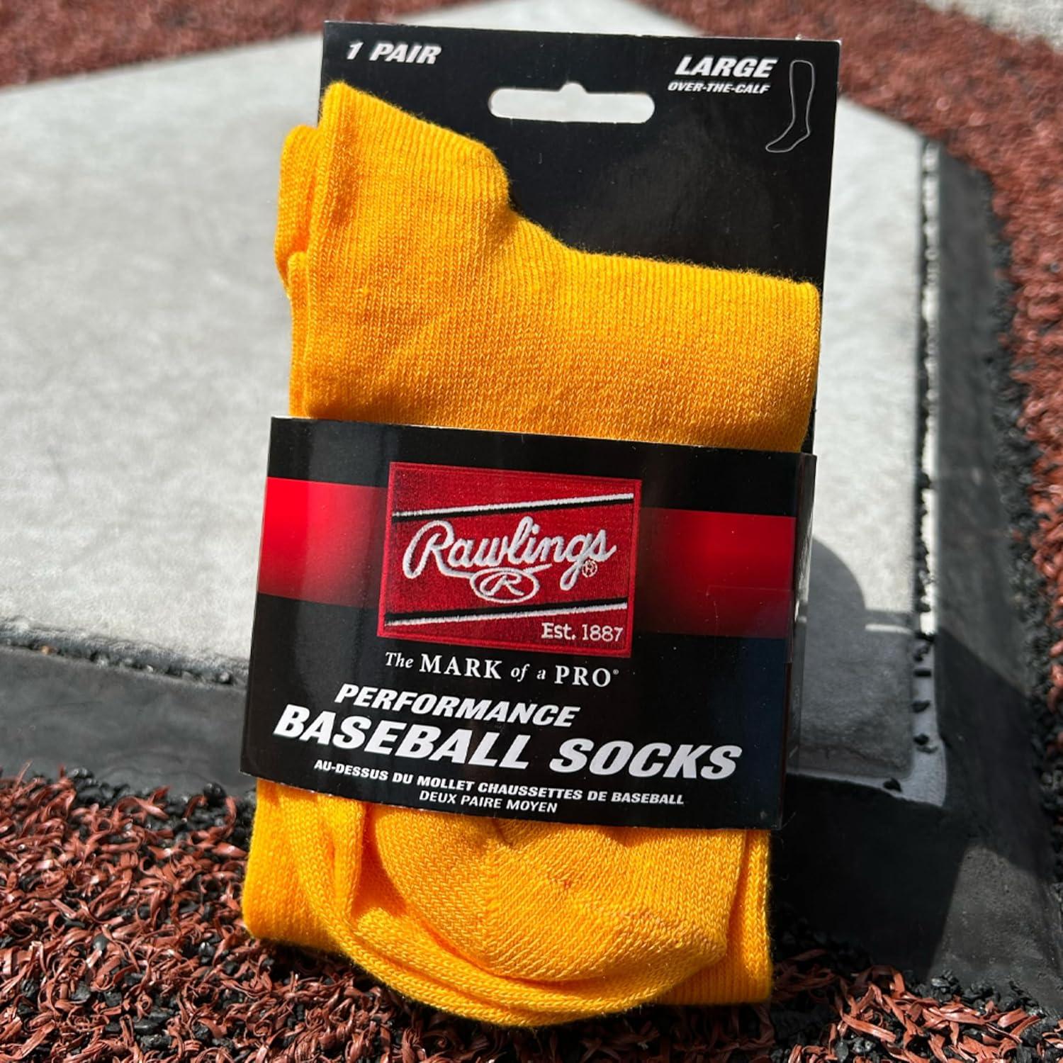 imageRawlings  Performance Baseball Socks  1 Pair  Multiple Sizes amp ColorsOptic Yellow