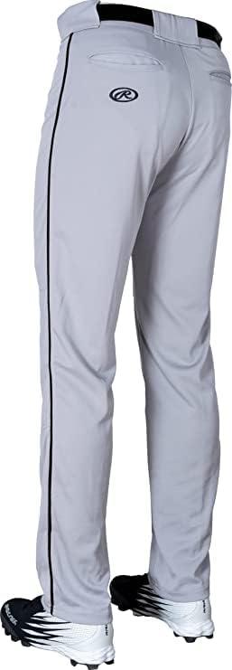 imageRawlings SemiRelaxed Full Length Baseball Pant  Solid amp Piped Options  Youth Sizes  Multiple ColorsGrey  Black