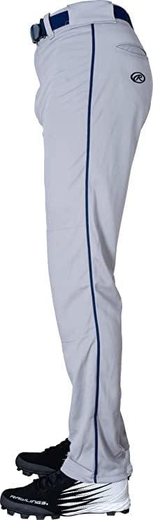 imageRawlings SemiRelaxed Full Length Baseball Pant  Solid amp Piped Options  Youth Sizes  Multiple ColorsGrey  Navy