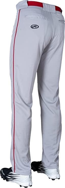 imageRawlings SemiRelaxed Full Length Baseball Pant  Solid amp Piped Options  Youth Sizes  Multiple ColorsGrey  Red