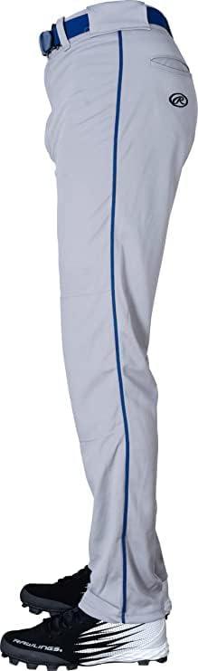 imageRawlings SemiRelaxed Full Length Baseball Pant Solid amp Piped Options Youth Sizes Multiple ColorsGrey Royal