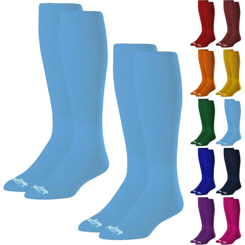 imageRawlings  2 Pair  Athletic Socks  BaseballSoftball  Multiple SizesColorsColumbia Blue