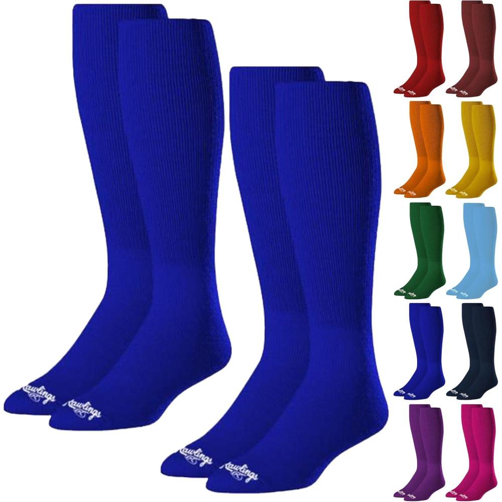 imageRawlings  2 Pair  Athletic Socks  BaseballSoftball  Multiple SizesColorsRoyal