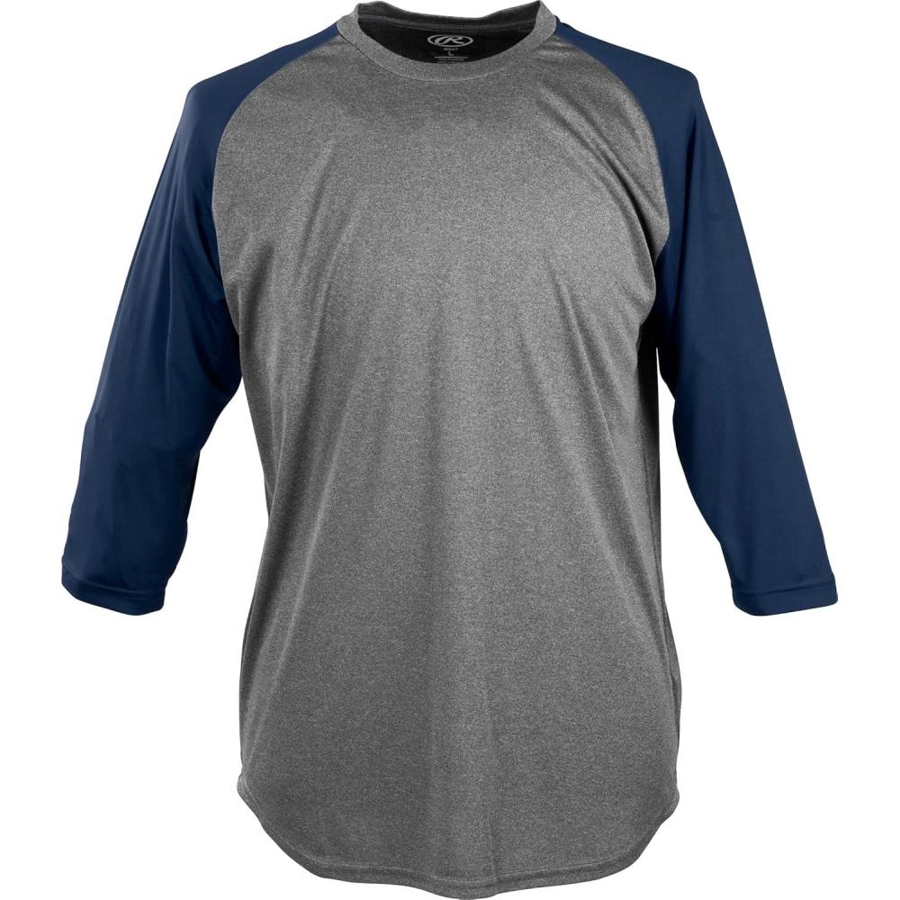 imageRawlings  Baseball 34 Sleeve GamePractice Athletic Shirt  Youth Sizes  Multiple ColorsGraphiteNavy