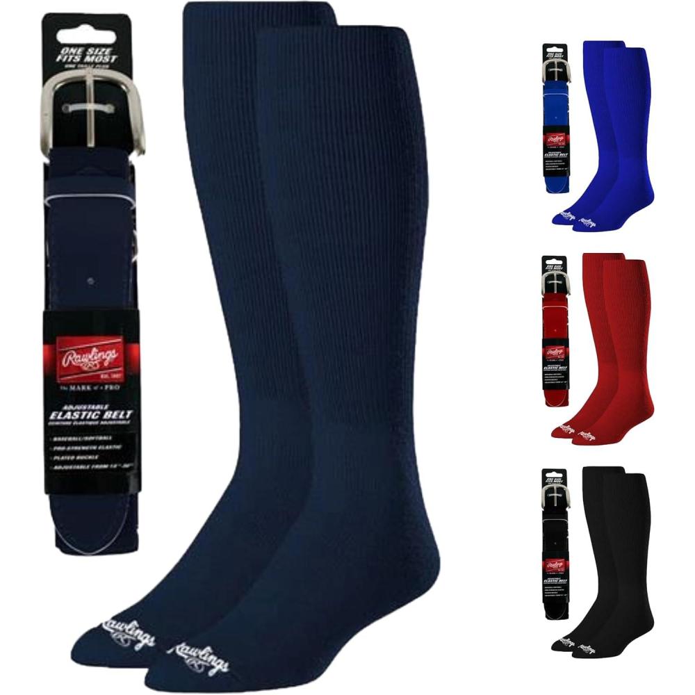 imageRawlings  Belt amp Socks Combo  BaseballSoftball  Multiple Sizes amp ColorsNavy