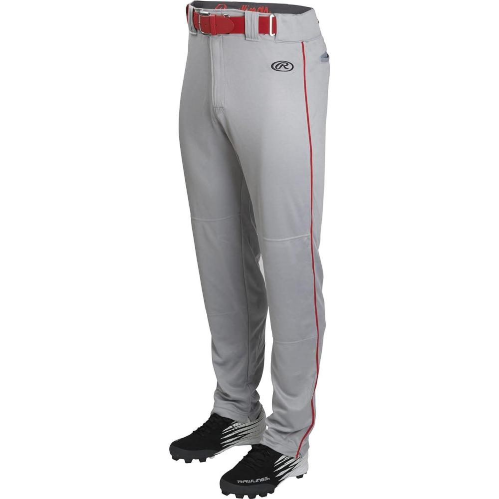 imageRawlings  Boys Launch Series Baseball Pants  Full Length SemiRelaxed Fit  Youth Sizes  Solid  Multiple ColorsGreyRed