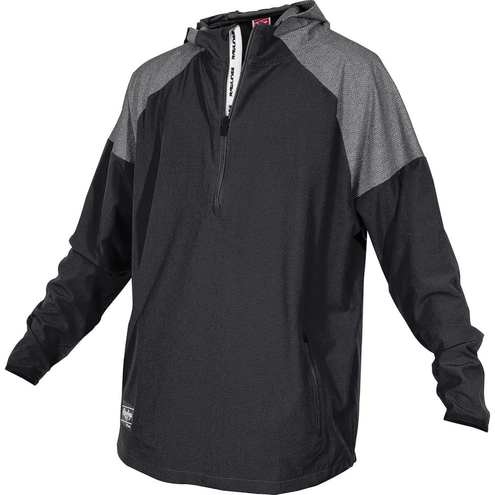 imageRawlings  Mens Colorsync Long Sleeve Hooded Jacket  Athletic Training Apparel  Adult Sizes  Multiple ColorsBlack