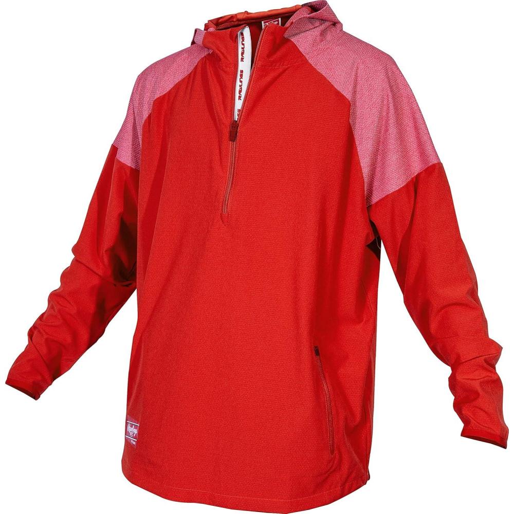 imageRawlings  Mens Colorsync Long Sleeve Hooded Jacket  Athletic Training Apparel  Adult Sizes  Multiple ColorsRed