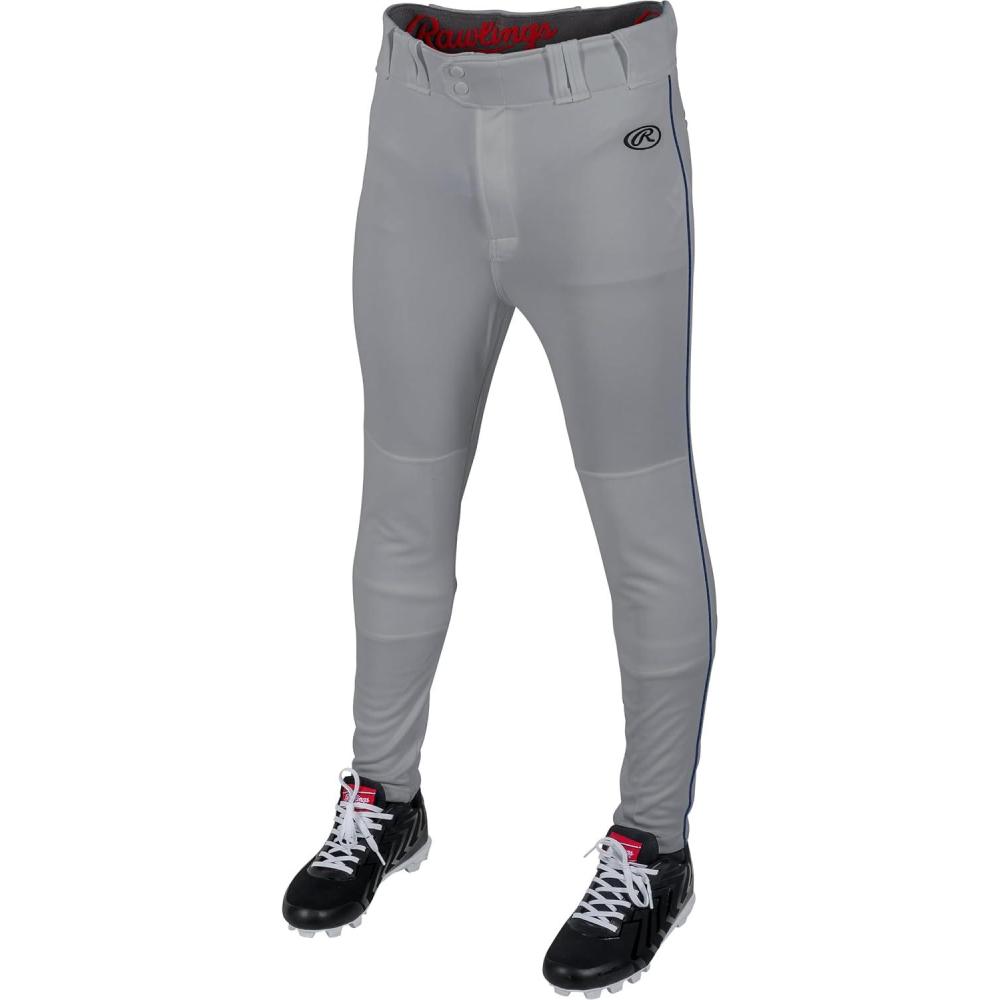 imageRawlings  Mens Launch Series Baseball Pants  Pro Taper Fit  Adult Sizes  Piped  Multiple ColorsGrey  Navy