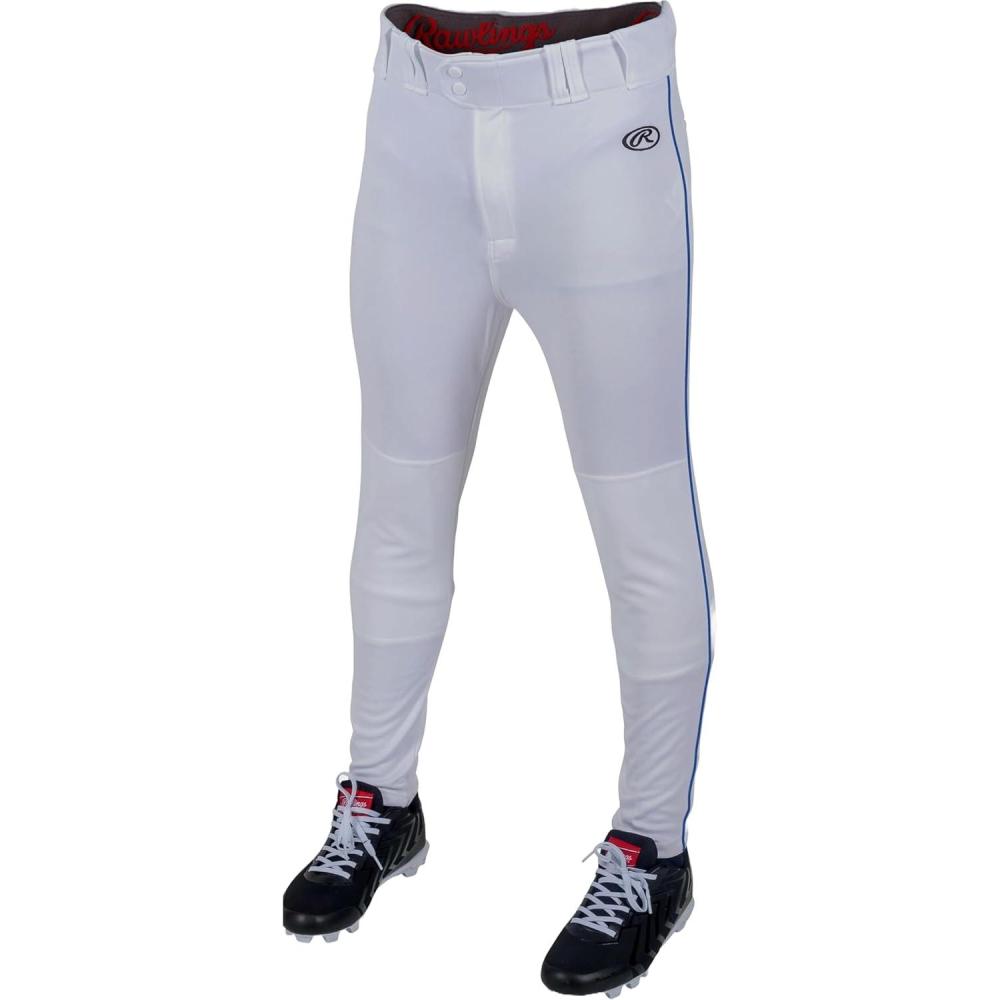 imageRawlings  Mens Launch Series Baseball Pants  Pro Taper Fit  Adult Sizes  Piped  Multiple ColorsWhite  Royal