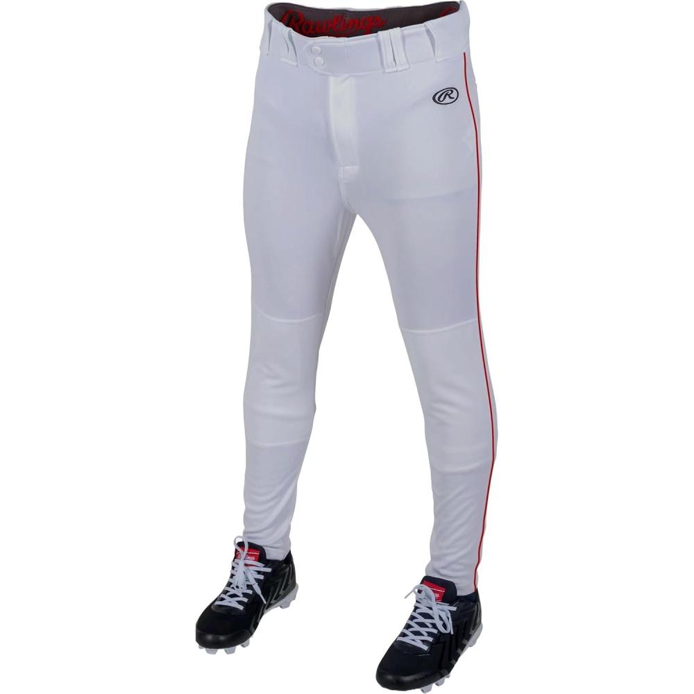 imageRawlings  Mens Launch Series Baseball Pants  Pro Taper Fit  Adult Sizes  Piped  Multiple ColorsWhite  Scarlet