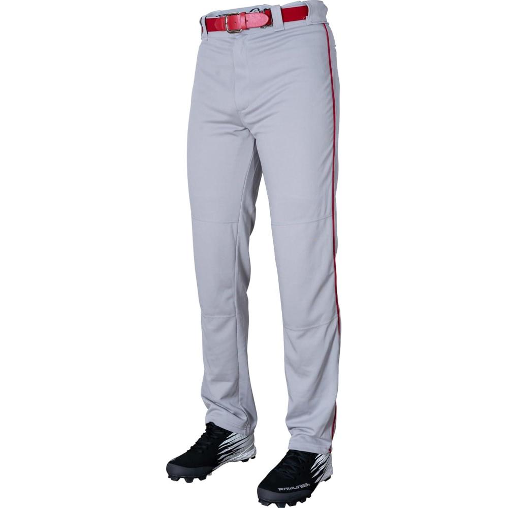 imageRawlings  PRO 150 Series Baseball Pants  Full Length SemiRelaxed Fit  Youth Sizes  Piped  Multiple ColorsGrey  Red